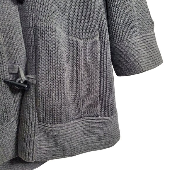 Talbots Size 1X Cardigan Sweater Coat Hooded Toggle Horn Knit Angora Blend Gray - Picture 8 of 9